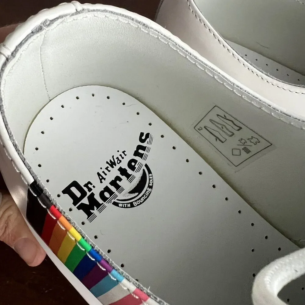 Doc Martens 1461 For Pride Smooth Leather Oxford Shoes White Rainbow Mens Sz 7